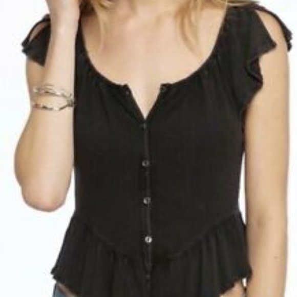 We The Free Black Julep peasant top short sleeve XS - Picture 2 of 6